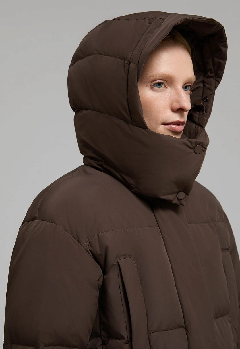 Удлиненный пуховик с натуральным пухом, Модель FWF11012, Фото №8