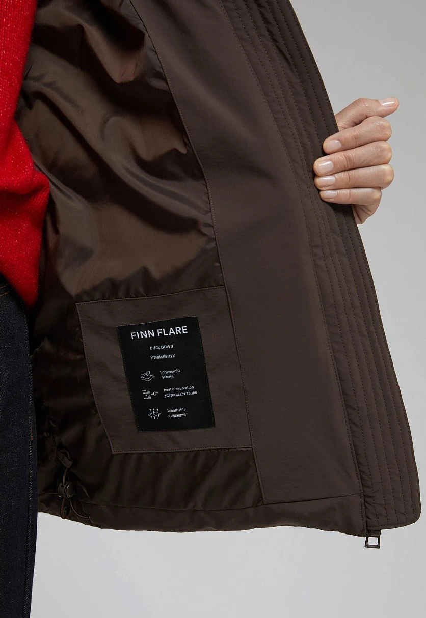 Пуховик с натуральным пухом и меховым воротником, Модель FWF11080, Фото №10