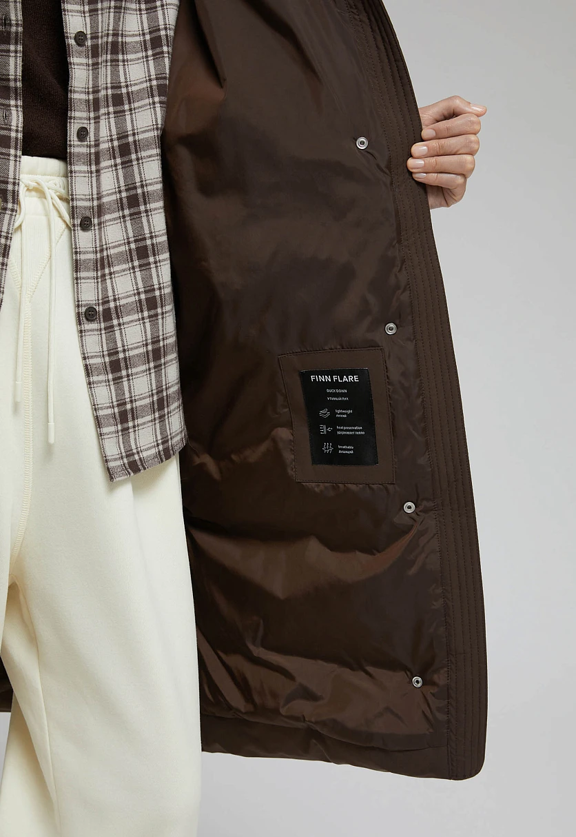 Длинный пуховик с натуральным пухом, Модель FWF11086, Фото №9