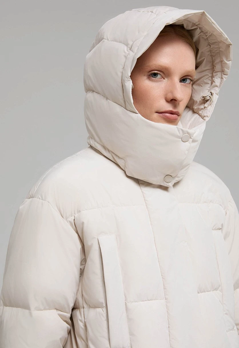 Удлиненный пуховик с натуральным пухом, Модель FWF11012, Фото №6