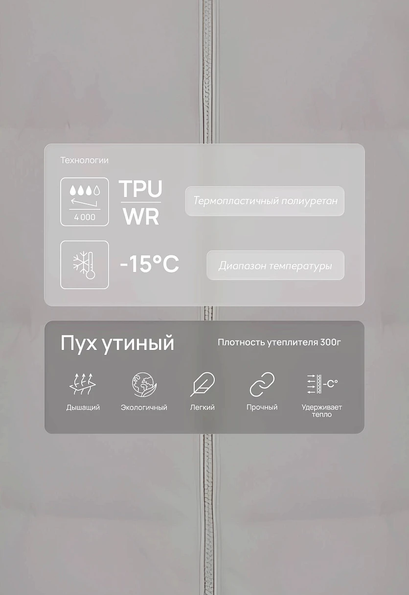 Пуховик с натуральным пухом и меховым воротником, Модель FWF11080, Фото №5