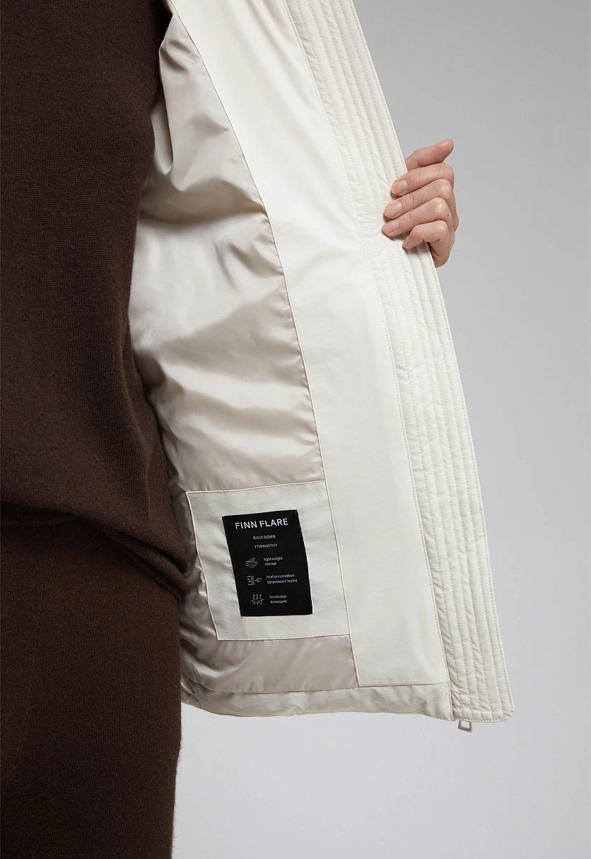 Пуховик с натуральным пухом и меховым воротником, Модель FWF11080, Фото №9