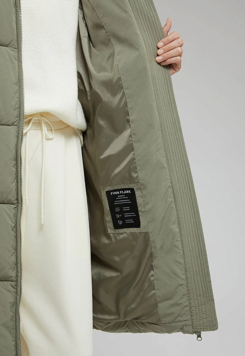 Длинный пуховик с капюшоном, Модель FWF11084, Фото №10