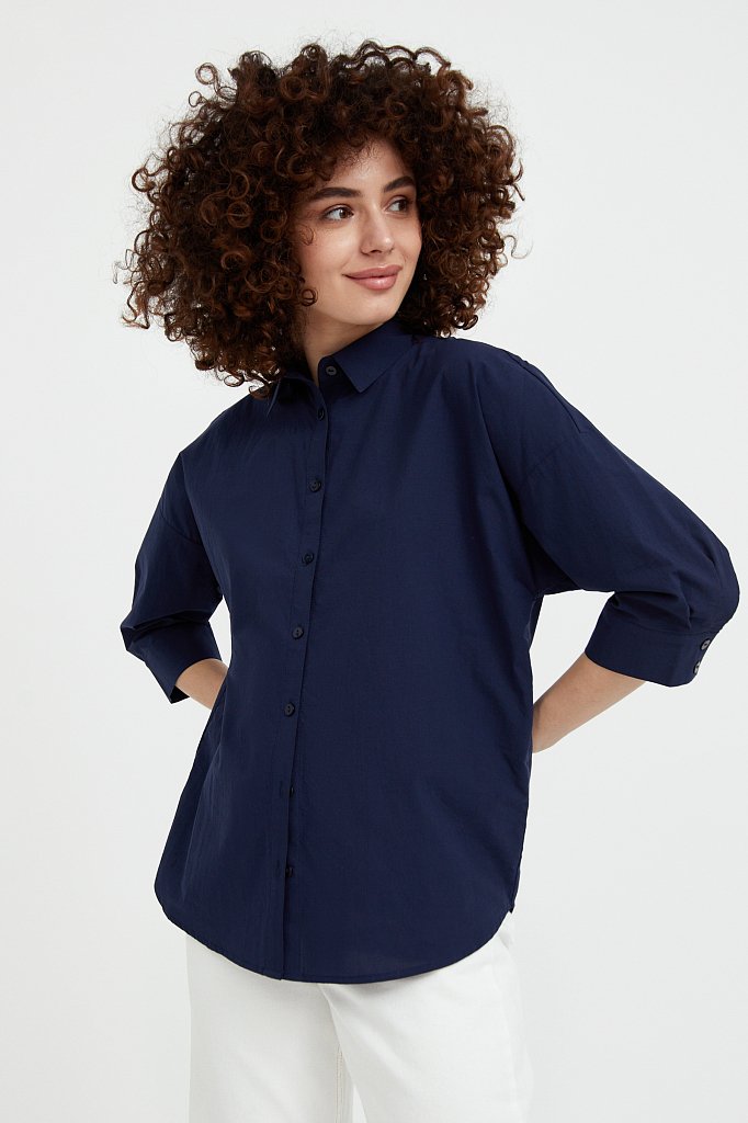 Свободная хлопковая рубашка, Модель S21-11029, Фото №1