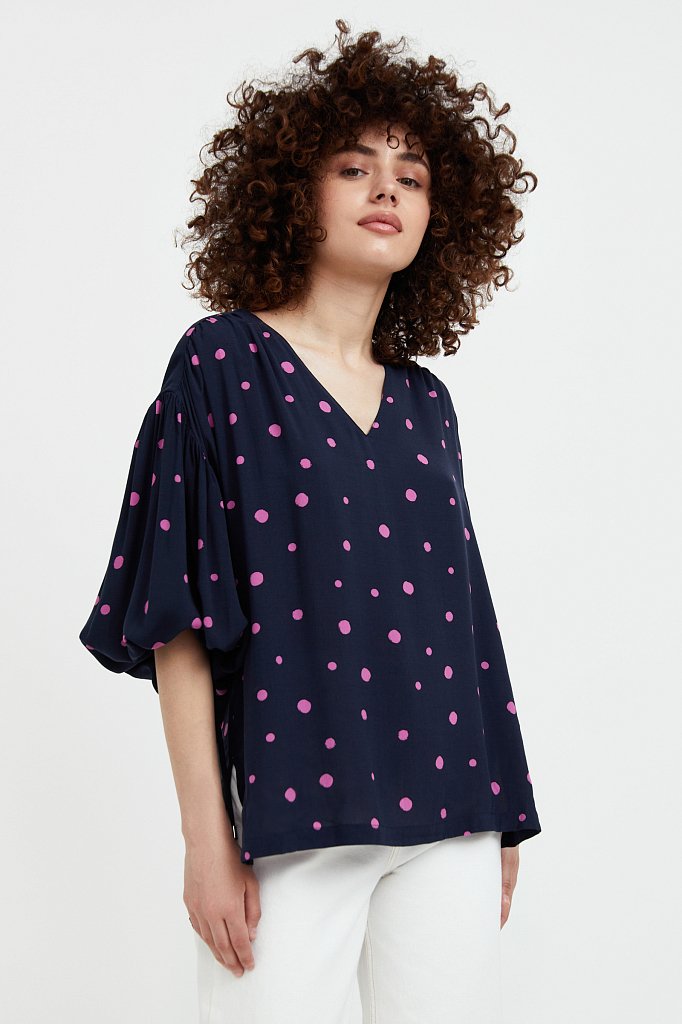 Свободная блуза в горох, Модель S21-11047, Фото №1