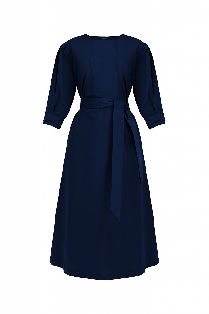 Хлопоковое платье миди с поясом, Модель S21-11052, Фото №7