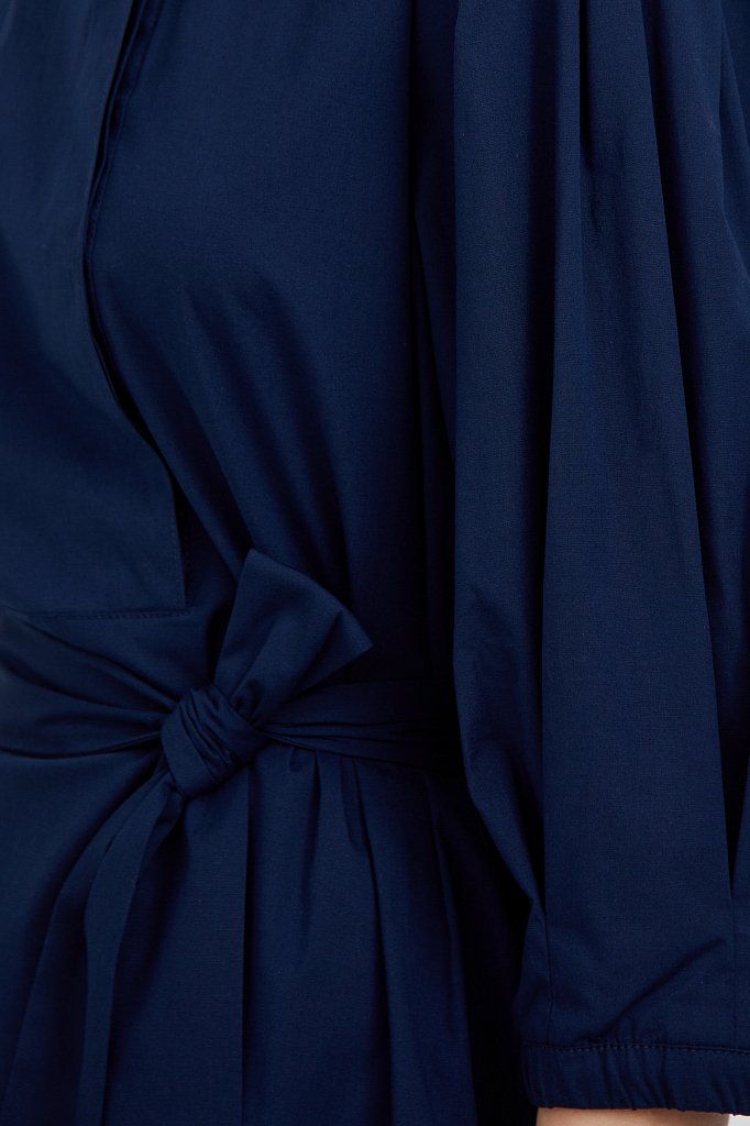 Хлопоковое платье миди с поясом, Модель S21-11052, Фото №5