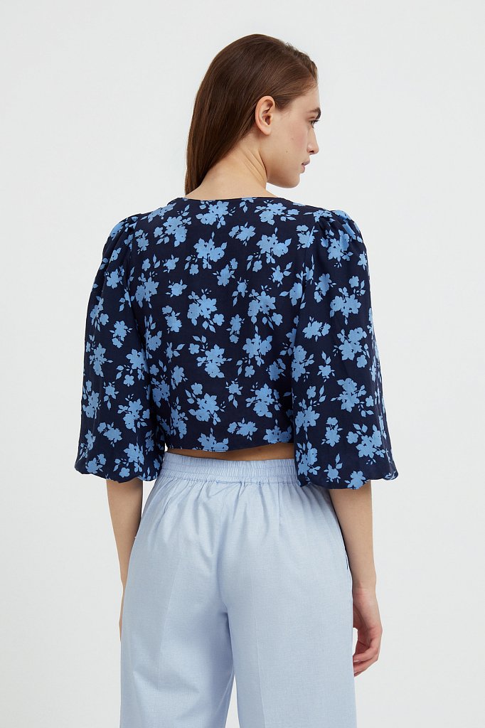 Короткая блуза с цветочным принтом, Модель S21-12020, Фото №4