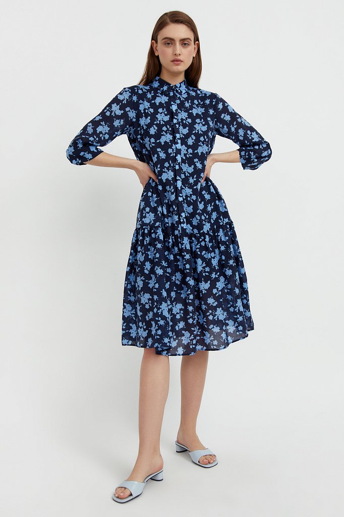 Свободное платье с цветочным принтом, Модель S21-12096, Фото №1