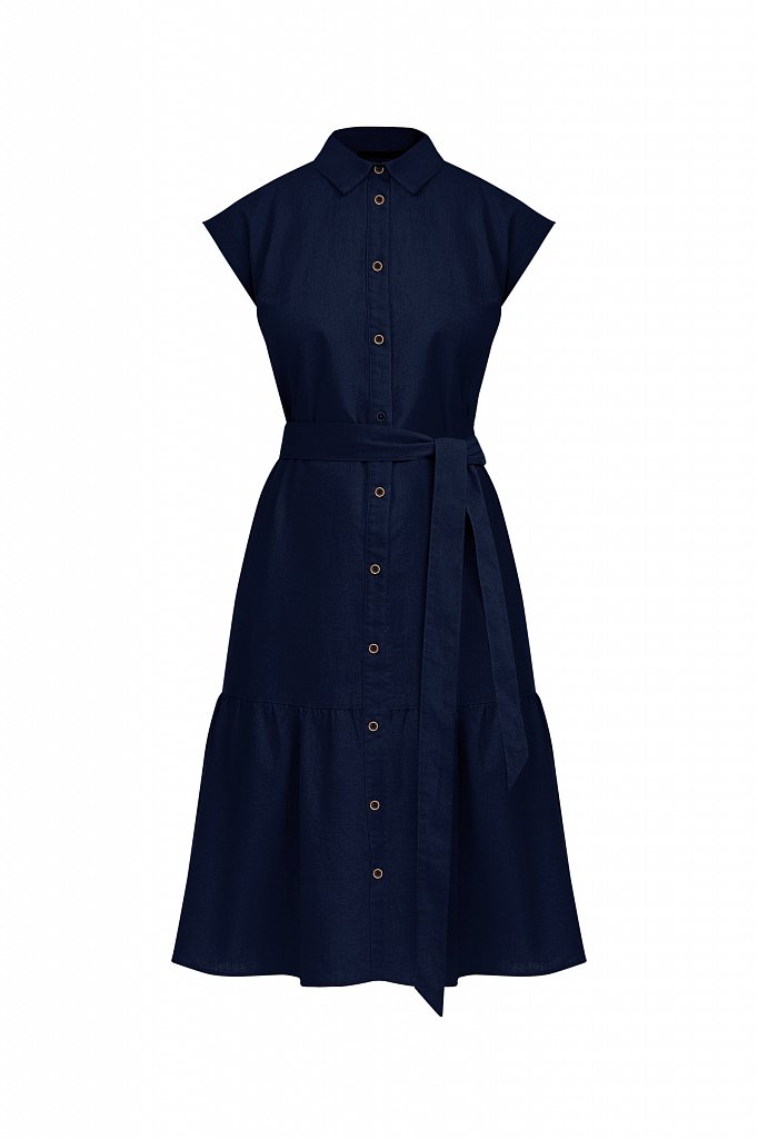 Платье-рубашка из натурального хлопка и льна, Модель S21-14016, Фото №7