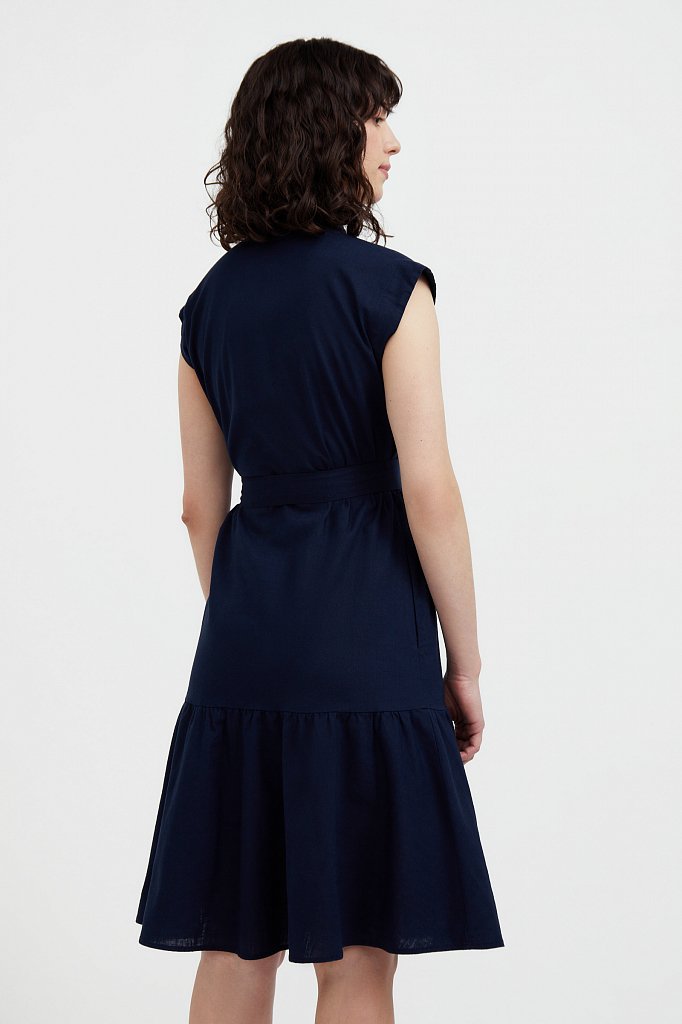 Платье-рубашка из натурального хлопка и льна, Модель S21-14016, Фото №4