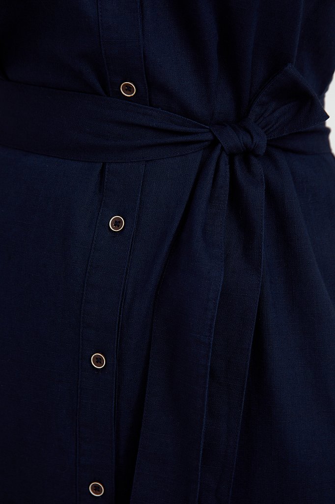 Платье-рубашка из натурального хлопка и льна, Модель S21-14016, Фото №5