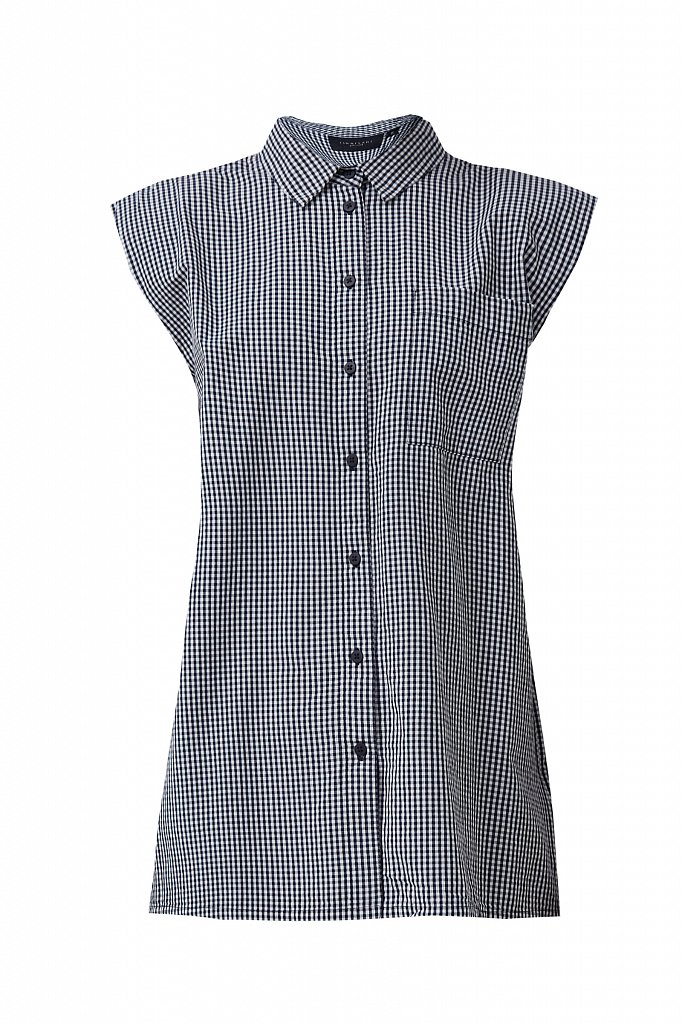 Хлопковая блузка с подплечниками, Модель S21-14055, Фото №7