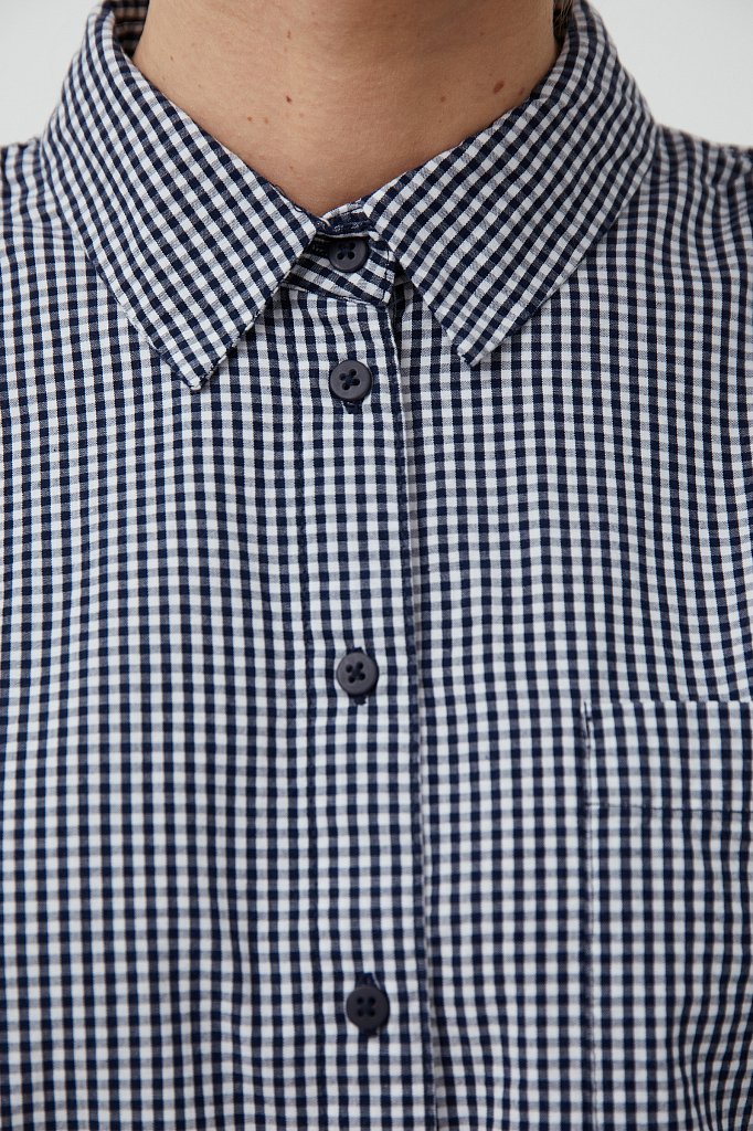 Хлопковая блузка с подплечниками, Модель S21-14055, Фото №6