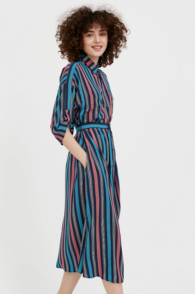 Платье-рубашка в яркую полоску, Модель S21-14078, Фото №3