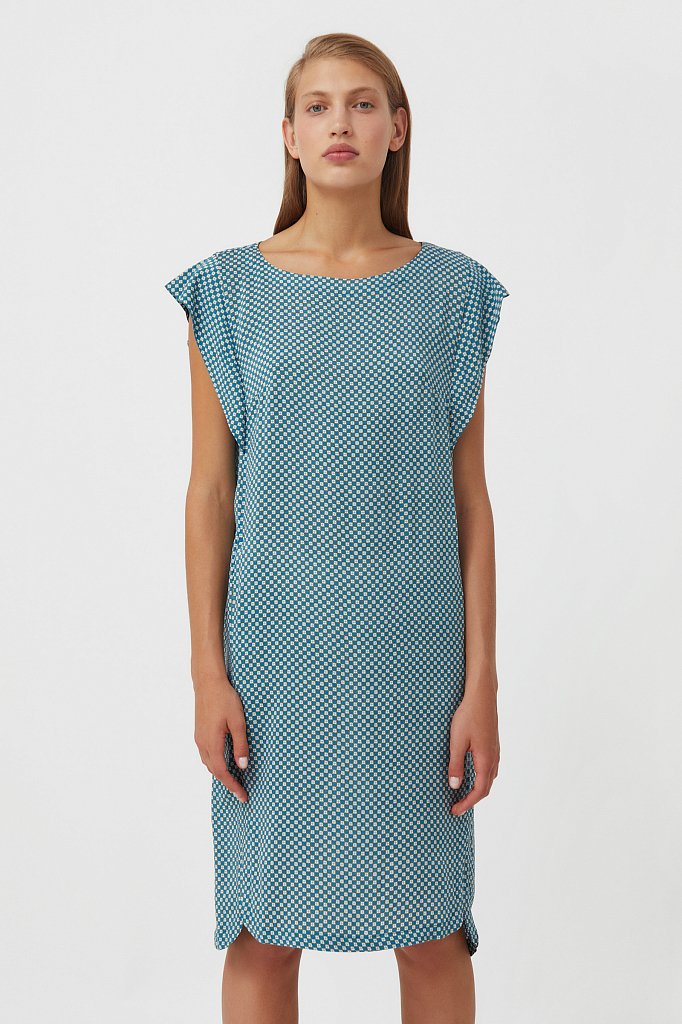 Платье из вискозы с геометричным принтом, Модель S21-14080, Фото №1