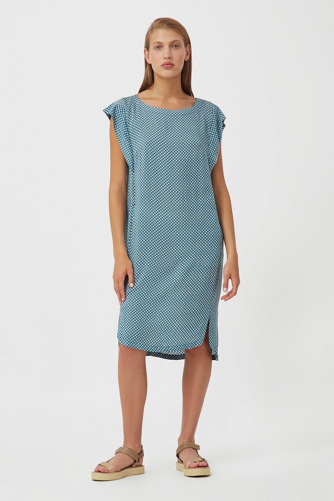 Платье из вискозы с геометричным принтом, Модель S21-14080, Фото №2