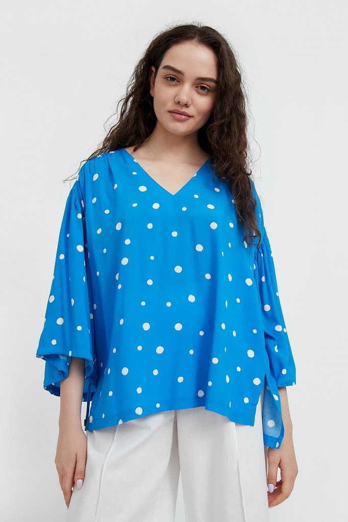 Свободная блуза в горох, Модель S21-11047, Фото №2