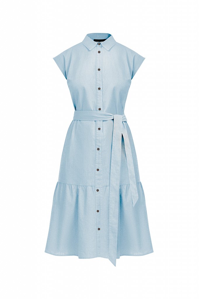 Платье-рубашка из натурального хлопка и льна, Модель S21-14016, Фото №7