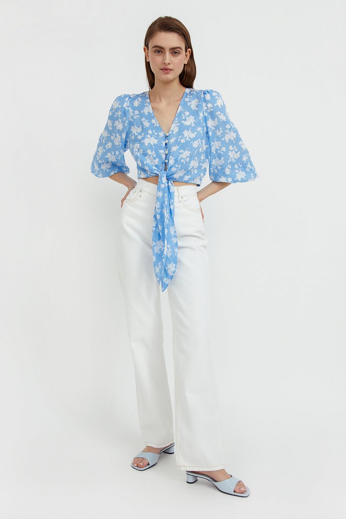 Короткая блуза с цветочным принтом, Модель S21-12020, Фото №2