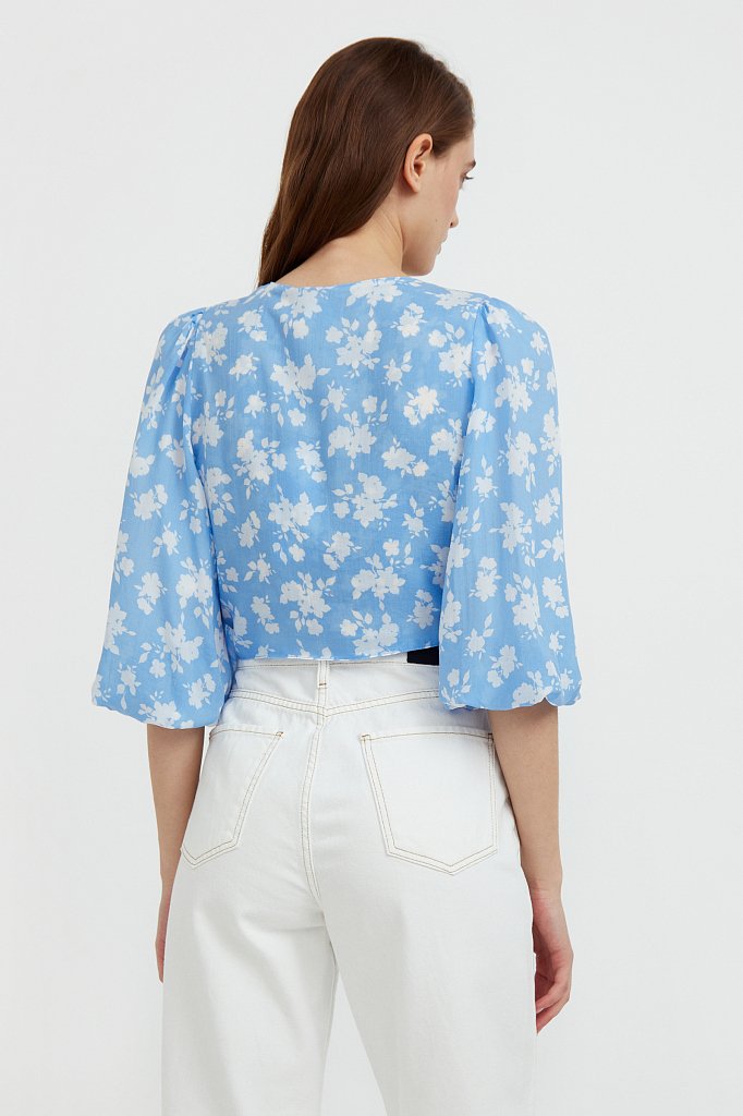 Короткая блуза с цветочным принтом, Модель S21-12020, Фото №4