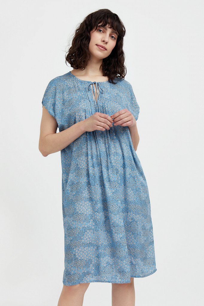 Свободное платье с цветочным принтом, Модель S21-12093, Фото №1