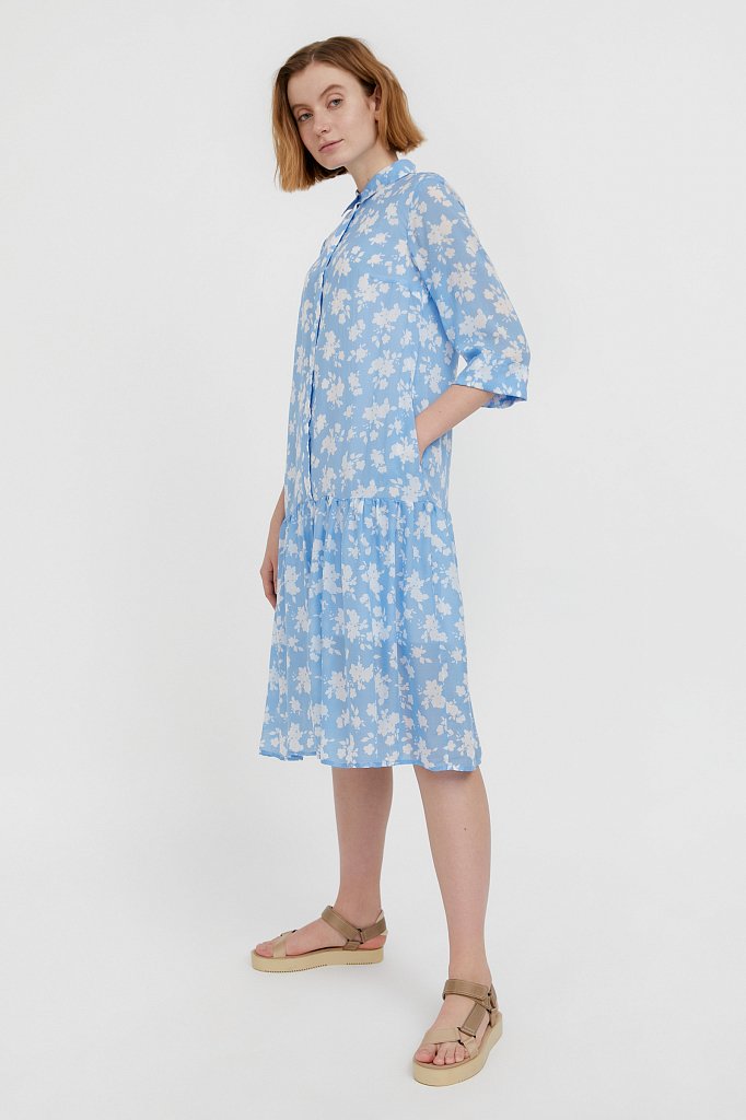Свободное платье с цветочным принтом, Модель S21-12096, Фото №3