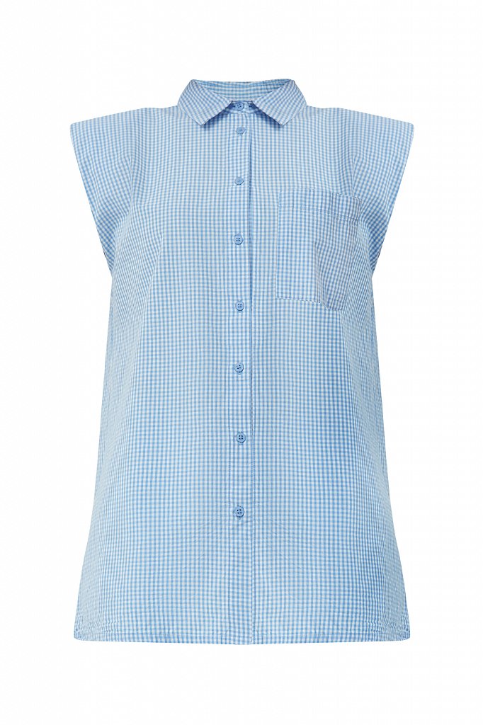 Хлопковая блузка с подплечниками, Модель S21-14055, Фото №7