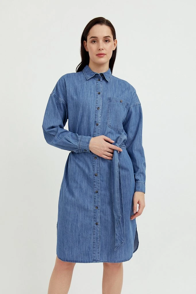 Платье-рубашка из 100% хлопка, Модель S21-15004, Фото №1
