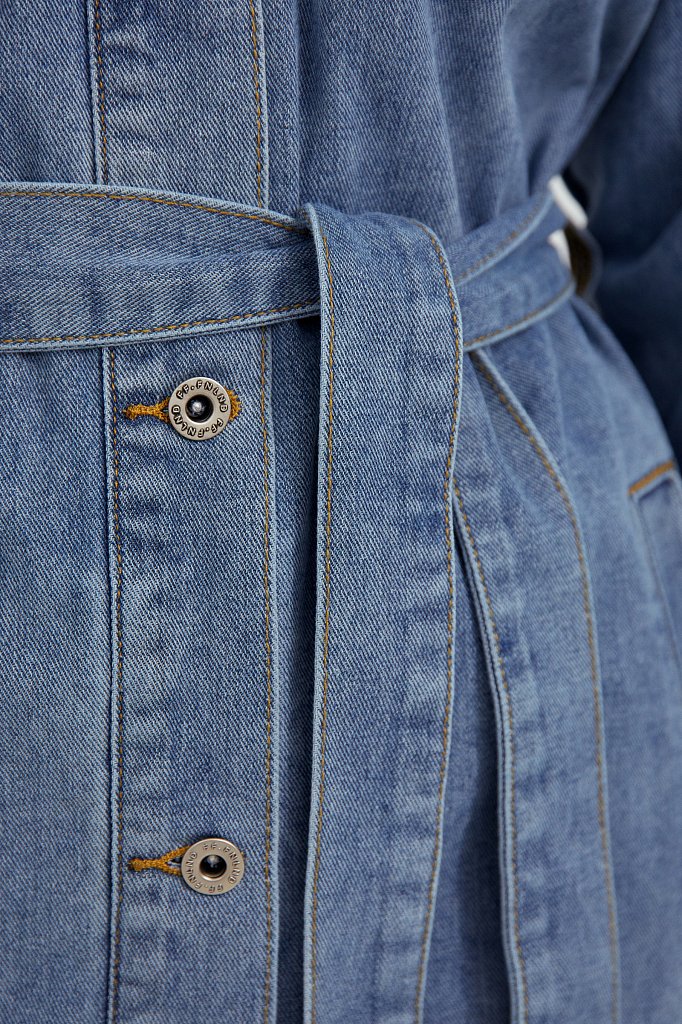 Джинсовая куртка-рубашка с поясом, Модель S21-15017, Фото №5