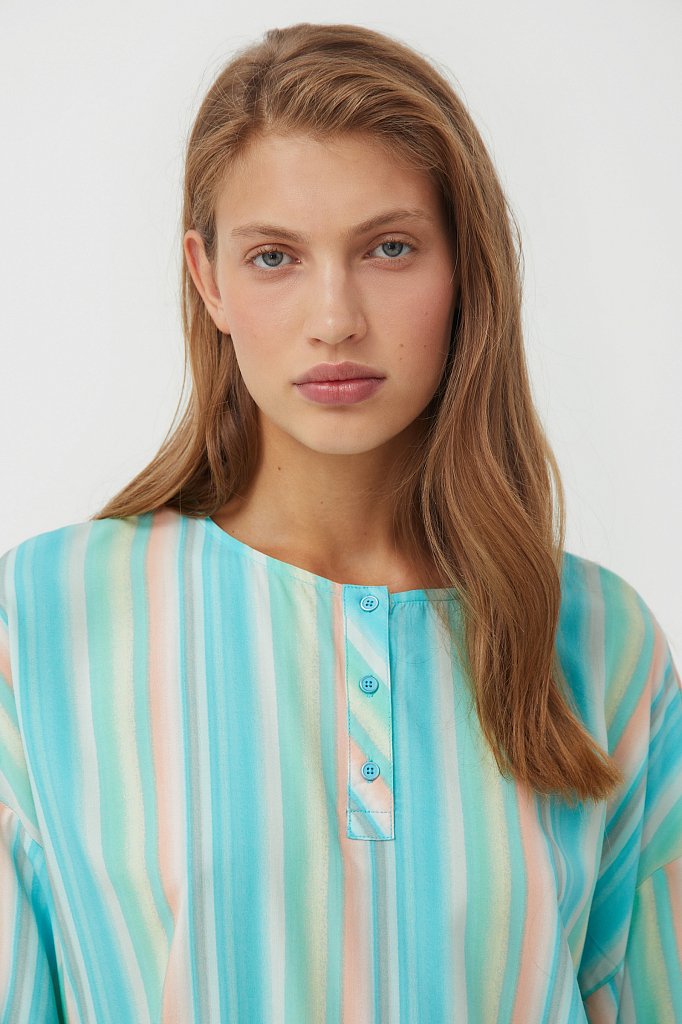 Блузка с полосатым принтом, Модель S21-32022, Фото №6