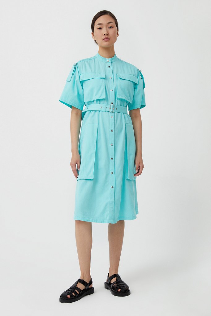 Платье-рубашка из хлопка, Модель S21-32043, Фото №1