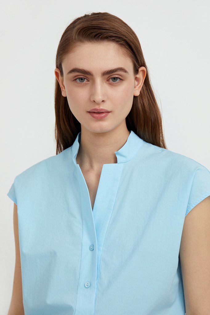 Хлопковая блузка с коротким рукавом, Модель S21-11083, Фото №6
