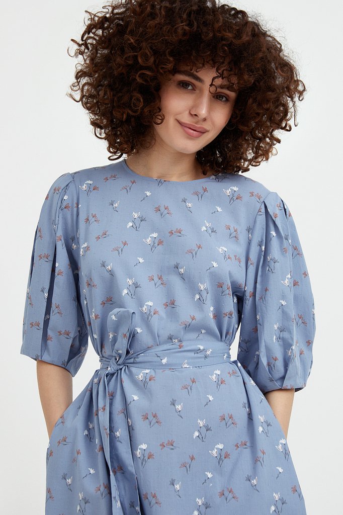 Хлопковое платье с цветочным принтом, Модель S21-11030, Фото №6