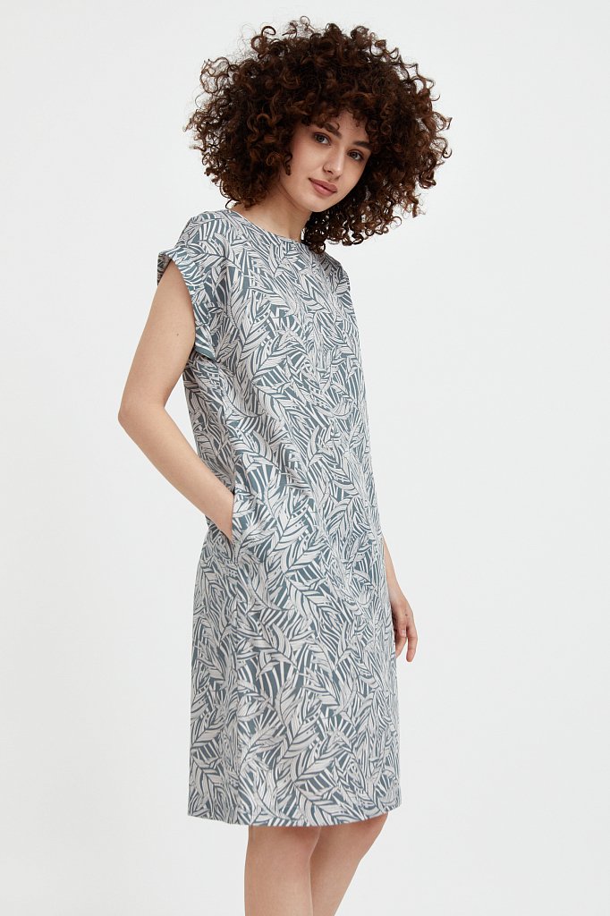 Прямое платье с растительным узором, Модель S21-14086, Фото №1