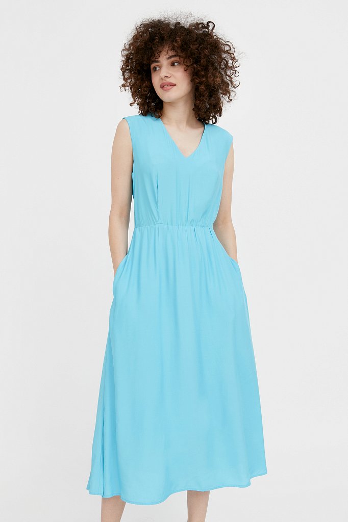 Платье-миди с V-образным вырезом, Модель S21-32009, Фото №1