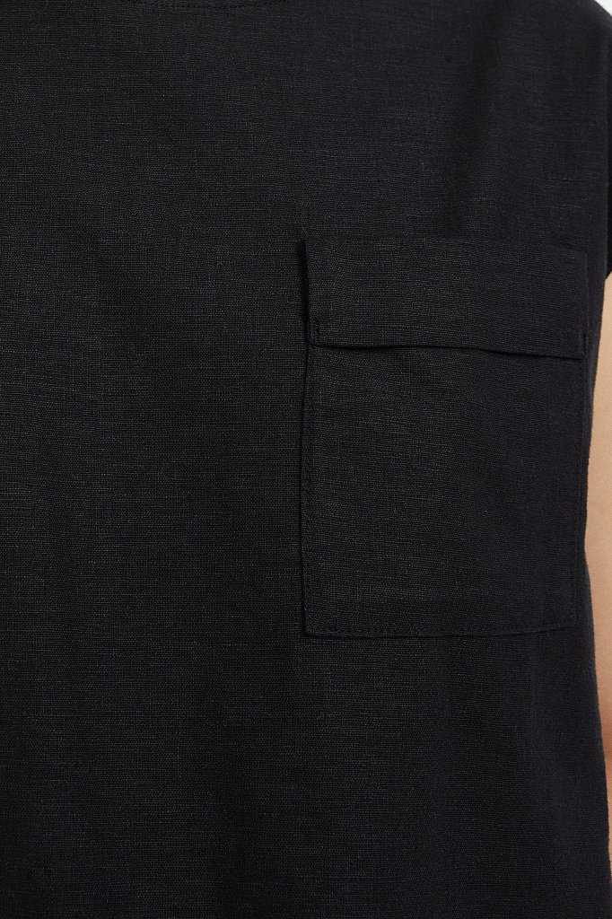 Льняная блузка асимметричного кроя, Модель S21-12026, Фото №6