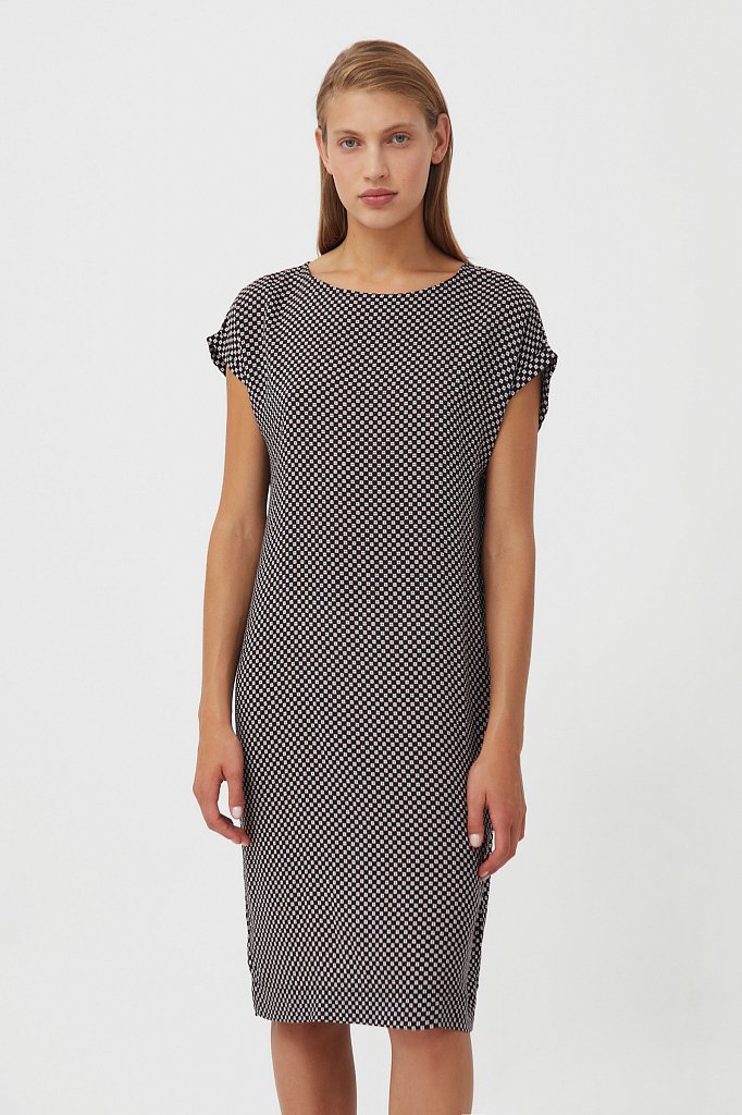 Прямое платье с геометричным принтом, Модель S21-14087, Фото №1