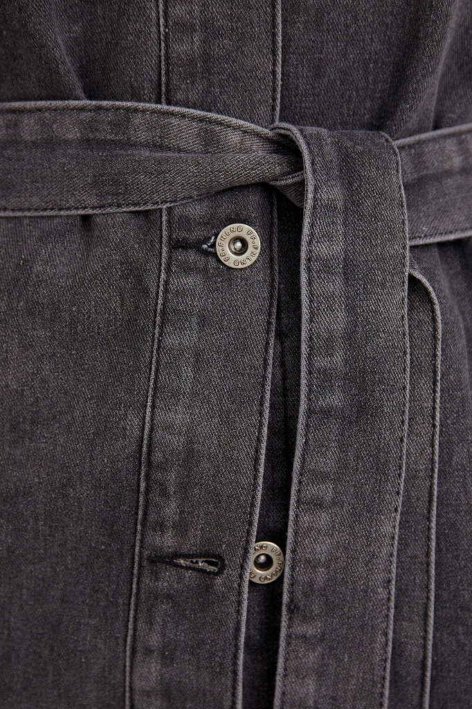 Джинсовая куртка-рубашка с поясом, Модель S21-15017, Фото №6