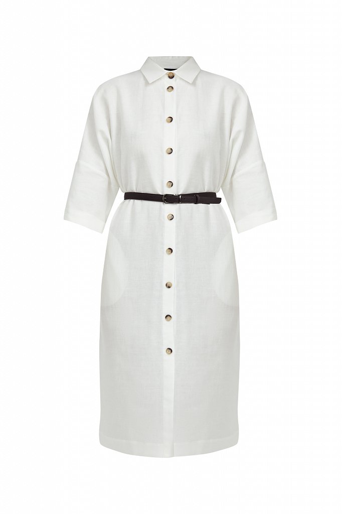 Платье-рубашка из хлопка и льна, Модель S21-11050, Фото №7