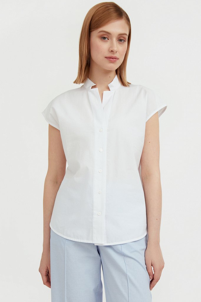 Хлопковая блузка с коротким рукавом, Модель S21-11083, Фото №2