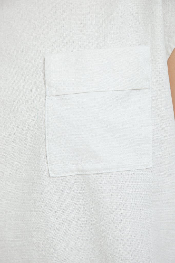 Льняная блузка асимметричного кроя, Модель S21-12026, Фото №5