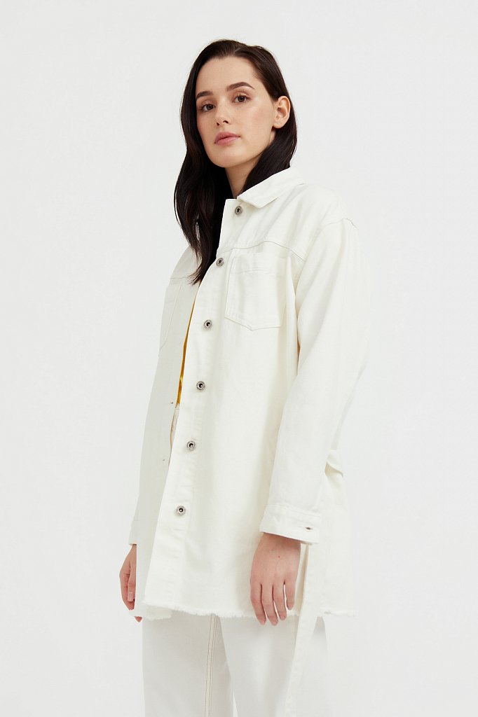 Джинсовая куртка-рубашка с поясом, Модель S21-15017, Фото №1