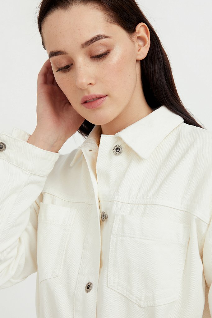 Джинсовая куртка-рубашка с поясом, Модель S21-15017, Фото №5
