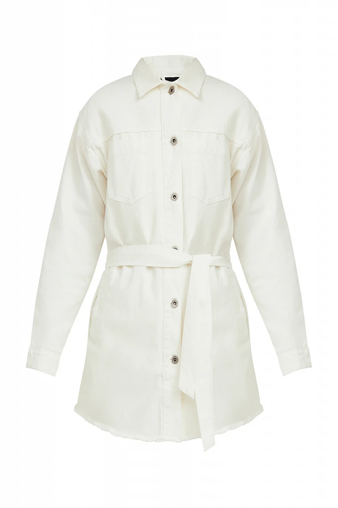 Джинсовая куртка-рубашка с поясом, Модель S21-15017, Фото №6