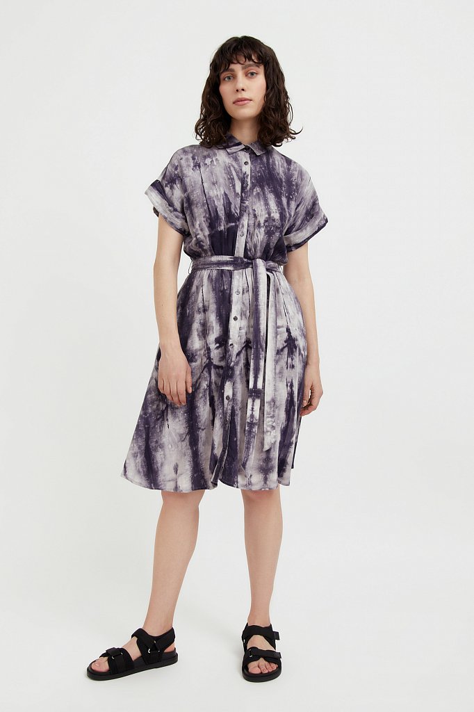 Платье из смесовой ткани с принтом тай-дай, Модель S21-11023, Фото №2