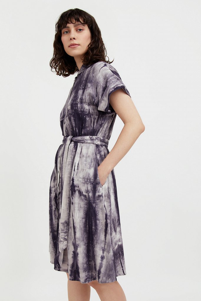 Платье из смесовой ткани с принтом тай-дай, Модель S21-11023, Фото №3