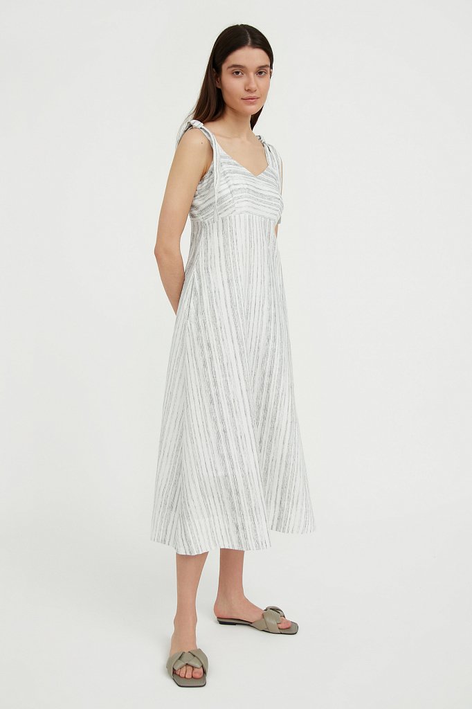 Полосатое платье из льна и хлопка, Модель S21-14034, Фото №1