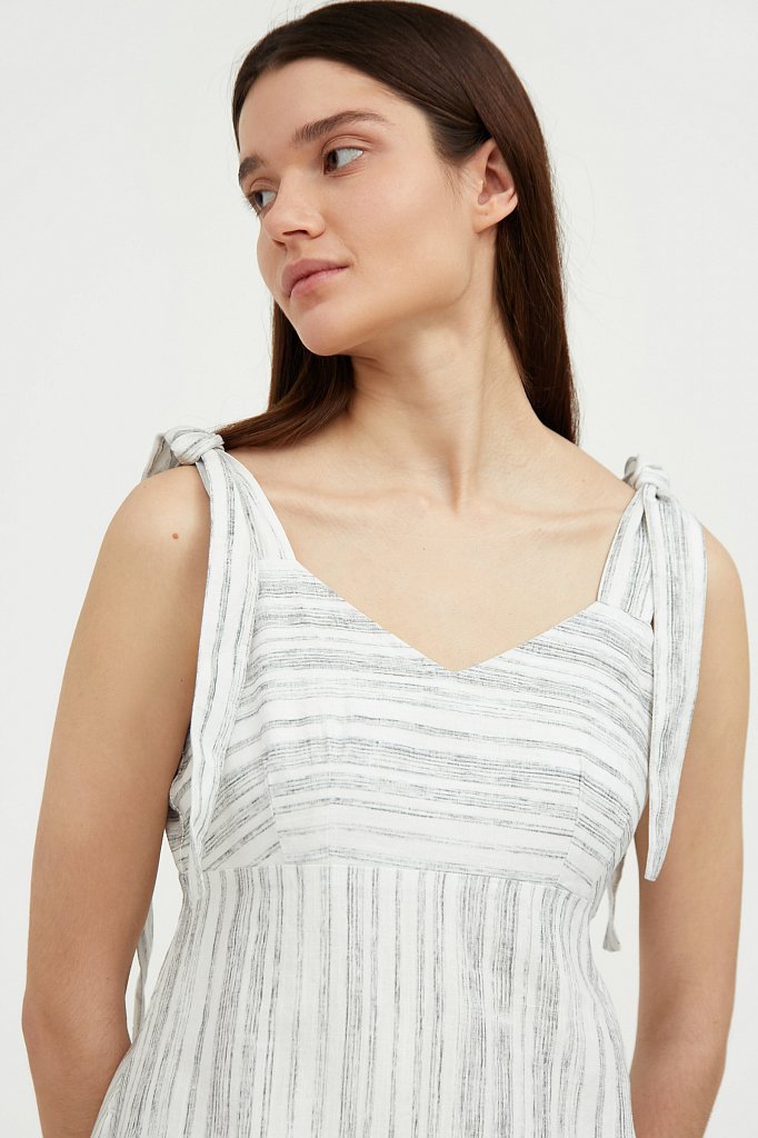 Полосатое платье из льна и хлопка, Модель S21-14034, Фото №6