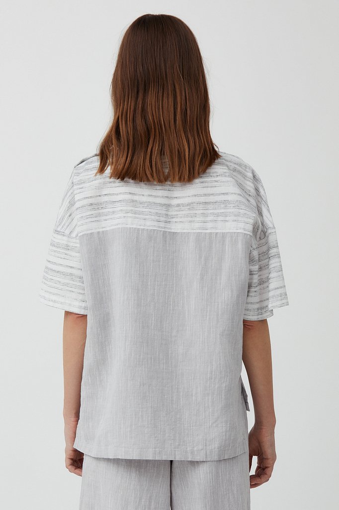 Свободная блузка с полосатым принтом, Модель S21-14037, Фото №4
